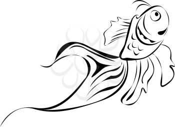 Line art fish, isolated over white background