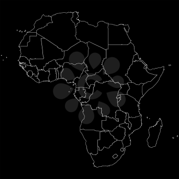 Outline map of the African continent and countries