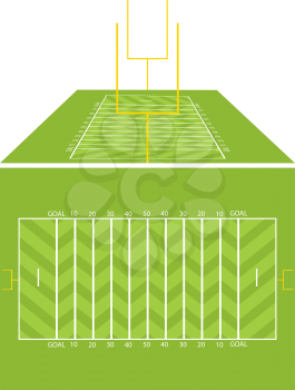 American football field view from above and perspective.