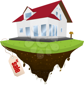 House for sale, conceptual real-estate icon on white background
