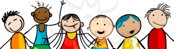 Smiling faces kids banner, card with room for text