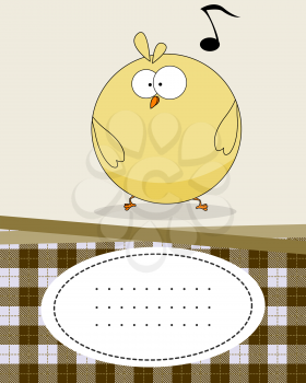 Text card with baby chicken, cartoon style character