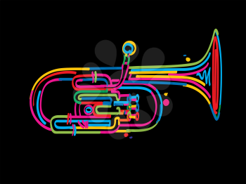 Stylized alto horn over black background