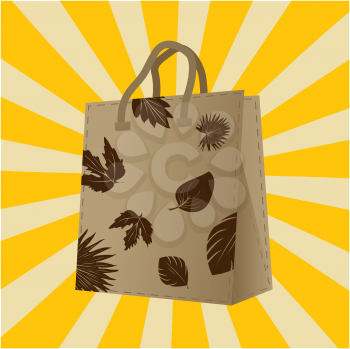 Shopping bag with leaf silhouettes design 