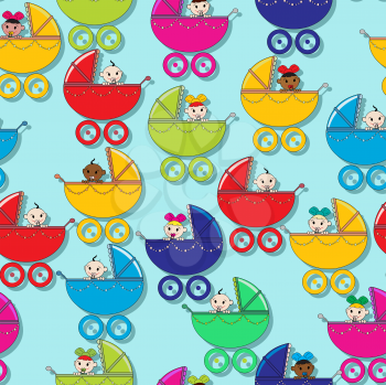 Seamless pattern with new born babies 