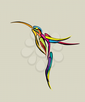 Stylized humming bird illustration. Abstract art.