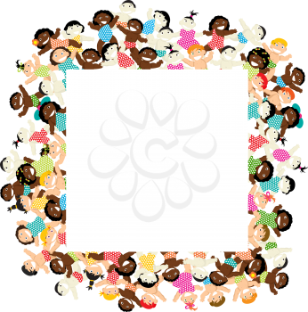 Decorative frame made from multi racial babies.