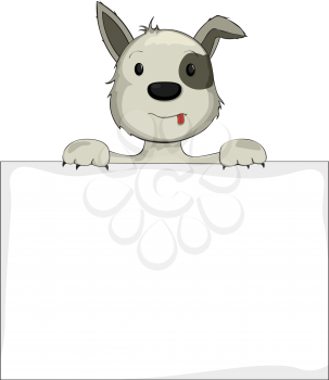 Illustration of a dog holding banner
