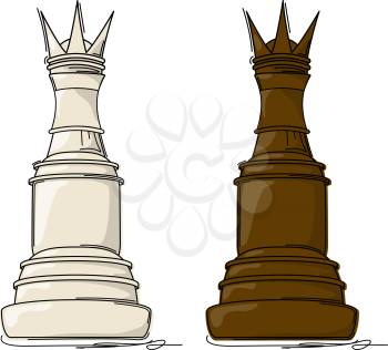 Chess king drawing against white background