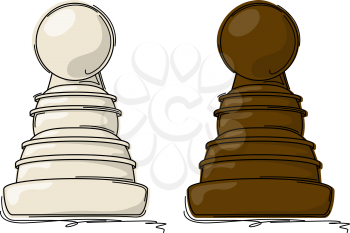 Chess pawn drawing against white background