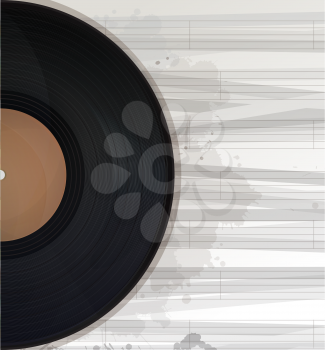 Music record background, text card with copy space