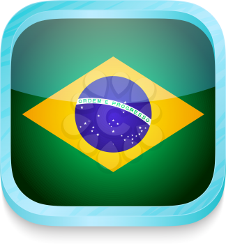 Smart phone button with Brazil flag