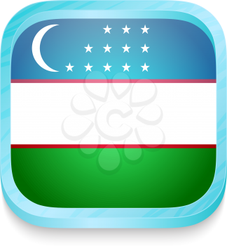 Smart phone button with Uzbekistan flag