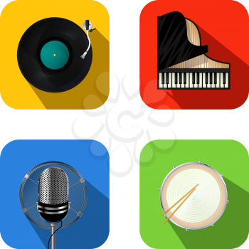 Music and party icon set over white background