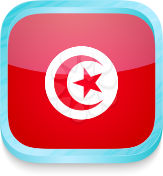 Smart phone button with Tunisia flag
