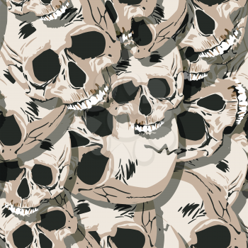 Grunge seamless pattern with skulls