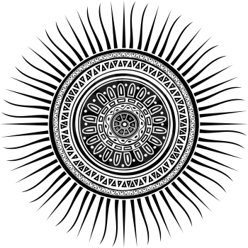 Mayan sun symbol, tattoo design over white background