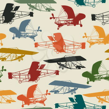 Vintage planes seamless pattern design