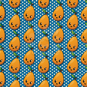 Happy pear seamless pattern cartoon