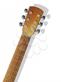 Illustration of a acoustic guitar front side neck over white background