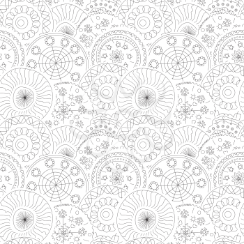 Hand draw floral seamless pattern in black and white