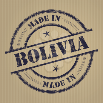 Made in Bolivia grunge rubber stamp