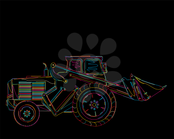 Vector illustration of colorful funky loader over black