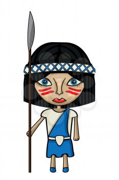Vector illustration of a female warrior, amazon  holding a spear