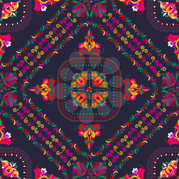 Seamless pattern design inspired by traditional Hungarian embroidery