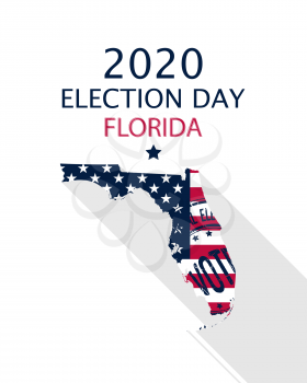 2020 United States of America Presidential Election Florida vector template.  USA flag, vote stamp and Florida silhouette