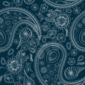 Floral paisley vector design, seamless pattern