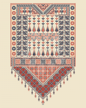 Vector Tatreez pattern design with Palestinian traditional embroidery motif