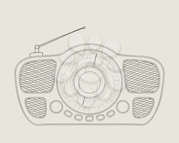 Vintage style radio vector sketch drawing