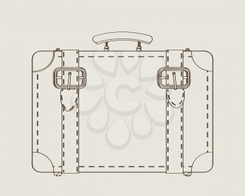 Vintage travel luggage, suitcase vector sketch drawing