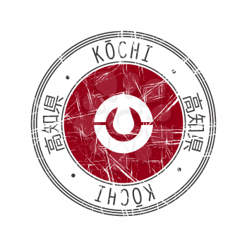 Kochi Prefecture, Japan. Vector rubber stamp over white background