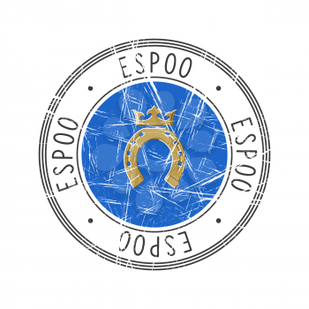 Espoo city, Finland. Grunge postal rubber stamp over white background