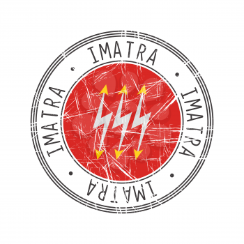 Imatra city, Finland. Grunge postal rubber stamp over white background