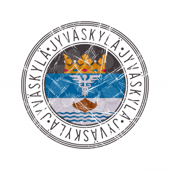 Jyvaskyla city, Finland. Grunge postal rubber stamp over white background