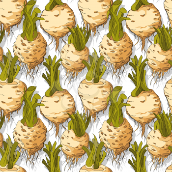 Celery roots repeating pattern, editable vector template