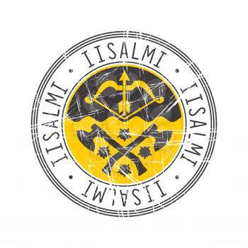 Iislami city, Finland. Grunge postal rubber stamp over white background