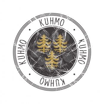 Kuhmo city, Finland. Grunge postal rubber stamp over white background