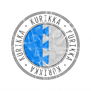 Kurikka city, Finland. Grunge postal rubber stamp over white background