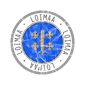 Loimaa city, Finland. Grunge postal rubber stamp over white background