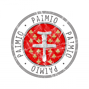Paimio city, Finland. Grunge postal rubber stamp over white background