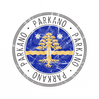 Parkano city, Finland. Grunge postal rubber stamp over white background