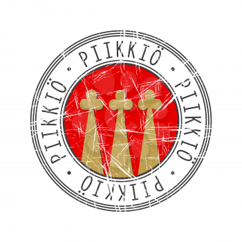 Piikkio city, Finland. Grunge postal rubber stamp over white background