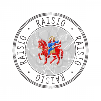 Raisio city, Finland. Grunge postal rubber stamp over white background