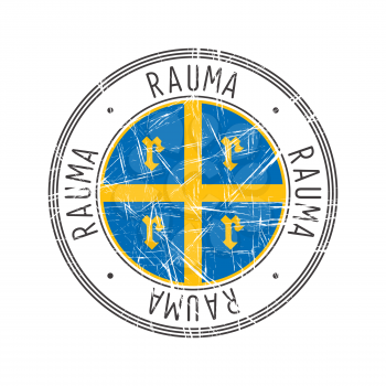 Rauma city, Finland. Grunge postal rubber stamp over white background