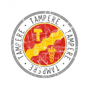 Tampere city, Finland. Grunge postal rubber stamp over white background
