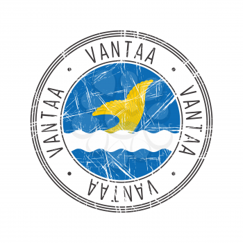Vantaa city, Finland. Grunge postal rubber stamp over white background